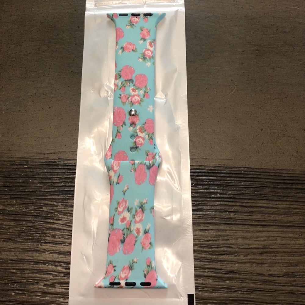Custom Apple Watch band baby blue/pink Floral